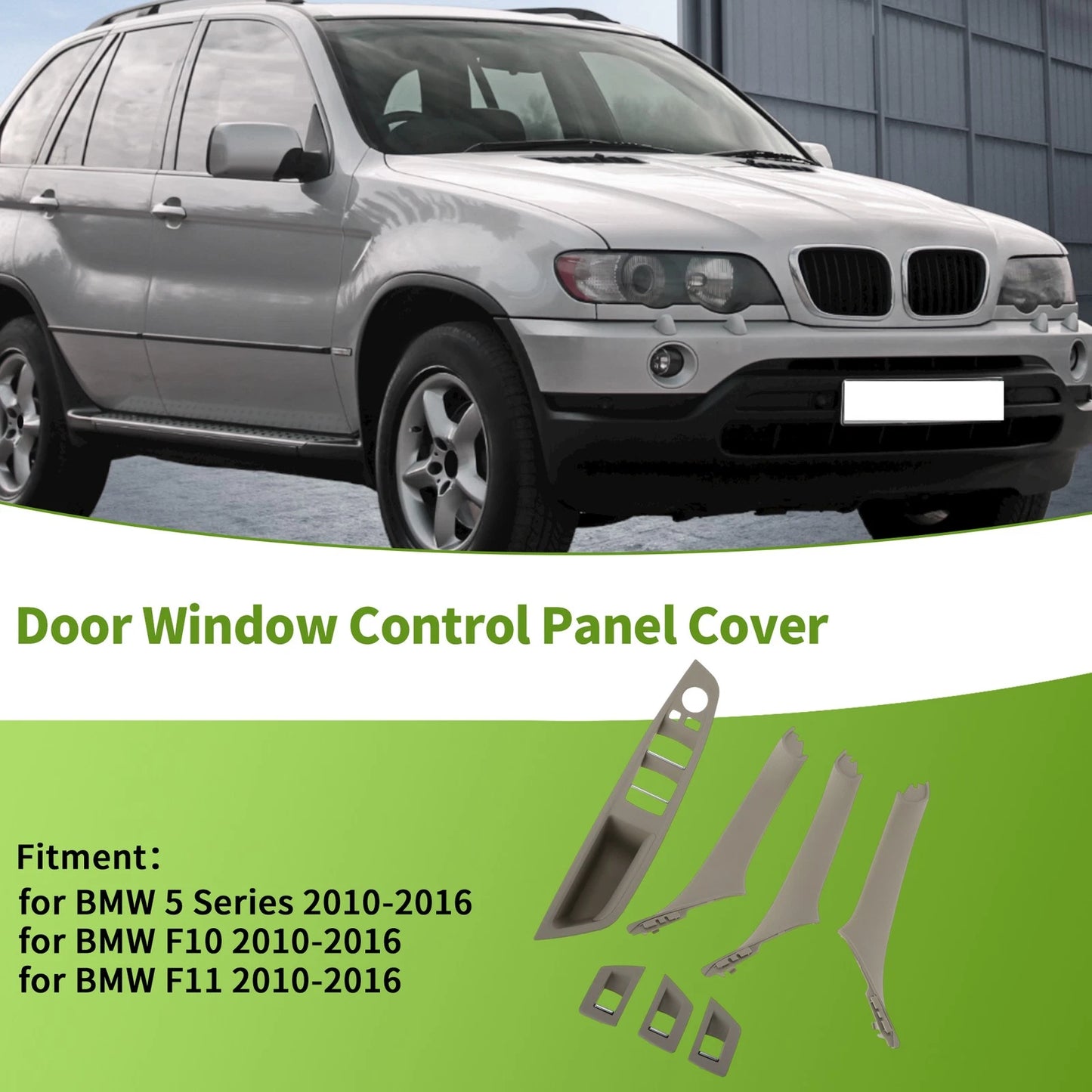 7 Pcs Front Left Window Switch Bezel Cover for BMW 5 Series (2010-2016)