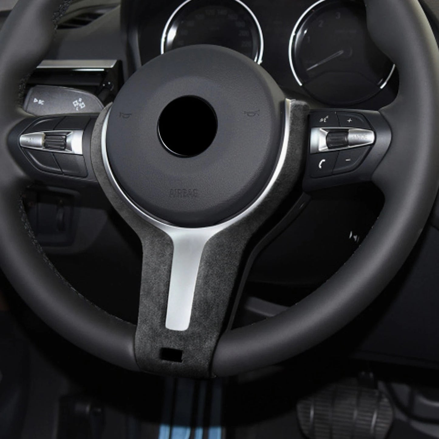1x Black Leather Steering Wheel Cover Trim for BMW F20 F22 F30 F32 F10 F15 (2011-2020)