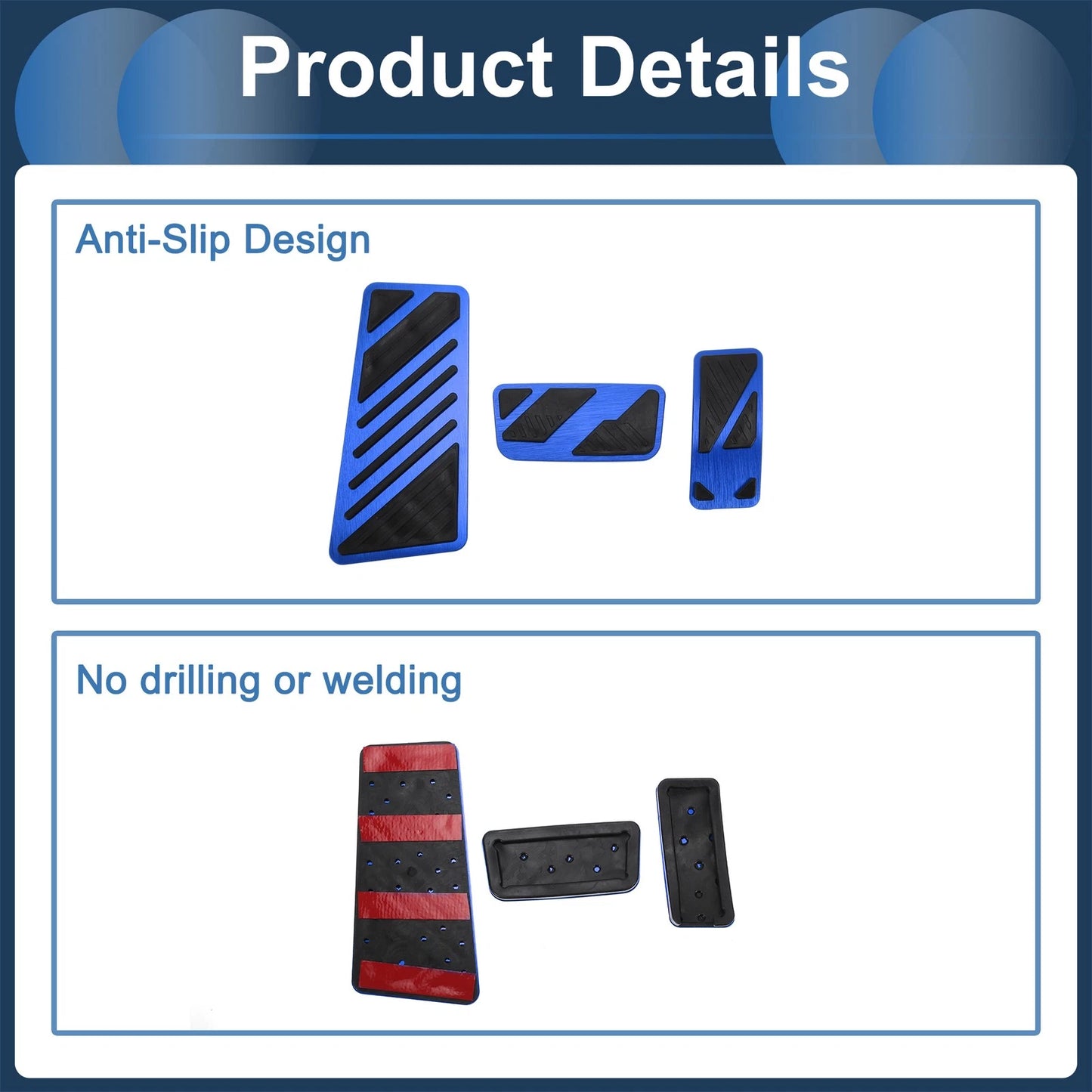3 x Automatic Foot Accelerator Pedal Covers for Ford Ranger (2024) Blue