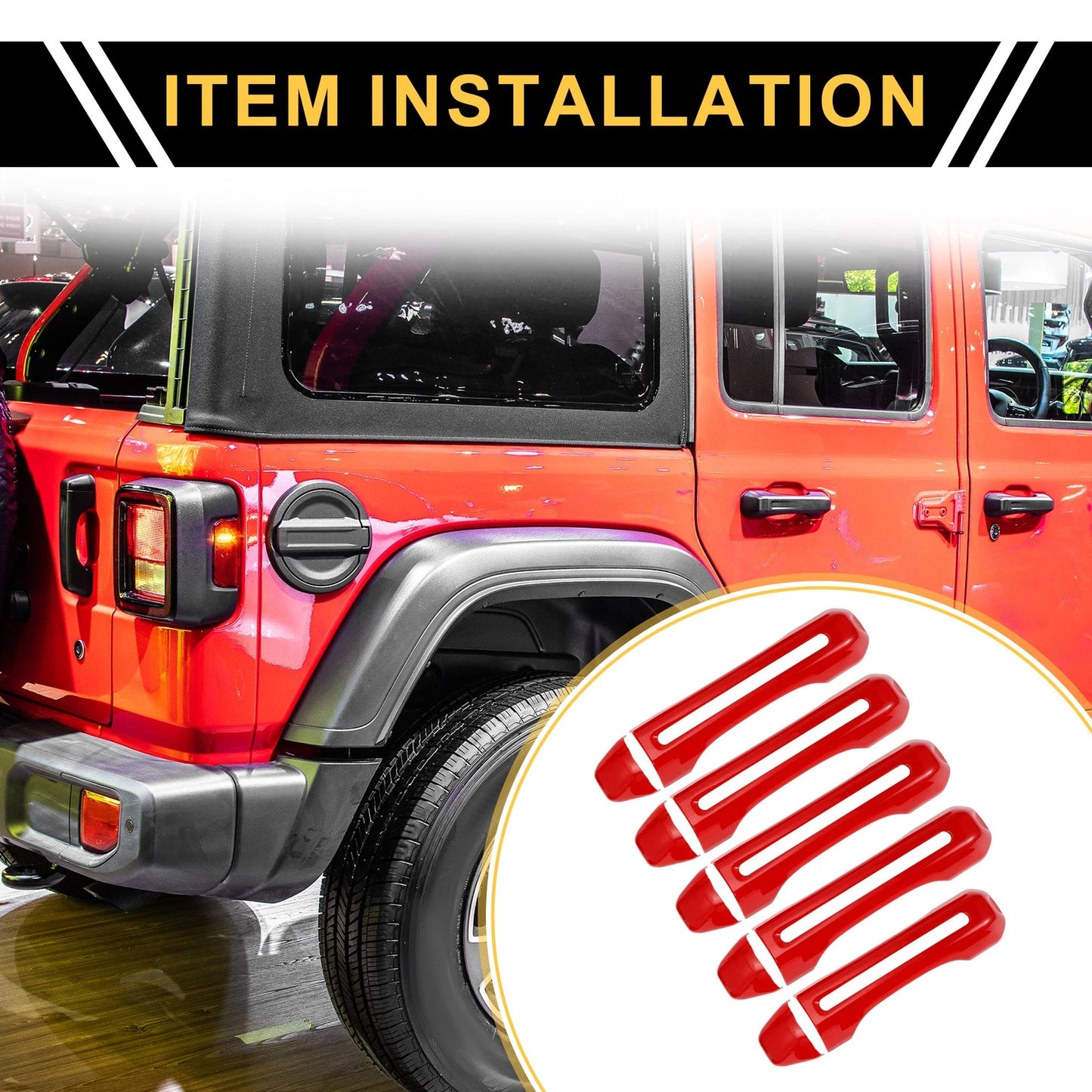 Door Tailgate Handle Cover for Jeep Gladiator JT (2020-2021) - 1 Set Red