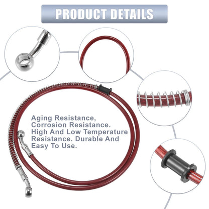 55.12" 10mm Motorcycle Hydraulic Brake Line Stainless Steel Red