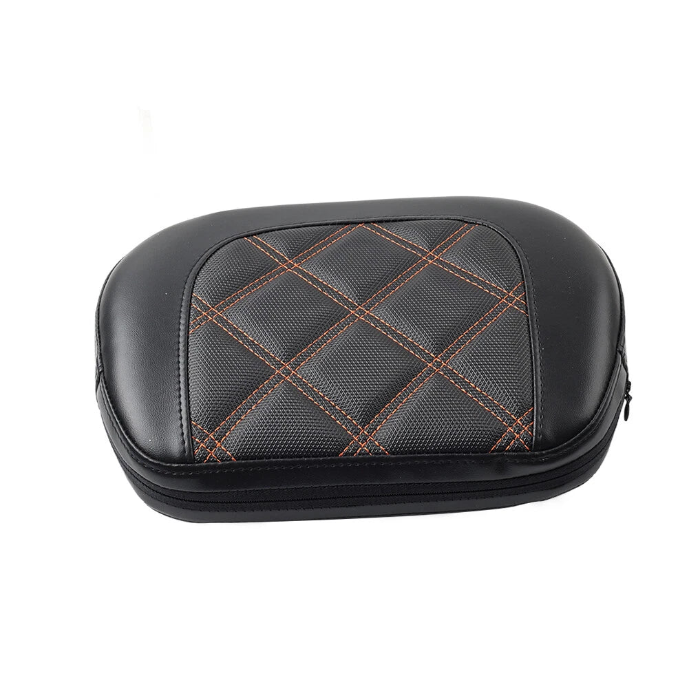 Passenger Sissy Bar Backrest Pad with Orange Stitching for Harley Electra Glide