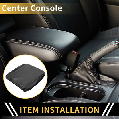 Armrest Cover for Dodge Ram Microfiber Leather Middle Carbon Fiber Black