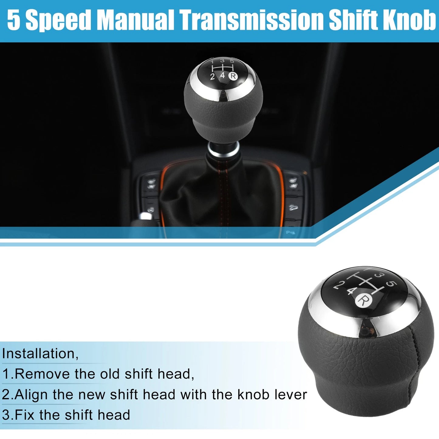 5 Speed Manual Transmission Shift Knob Plastic Black for Toyota Corolla