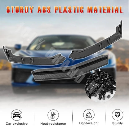 Front Bumper Skirt Lip Spoiler Splitter Kit for 20-Up Chevrolet Corvette C8