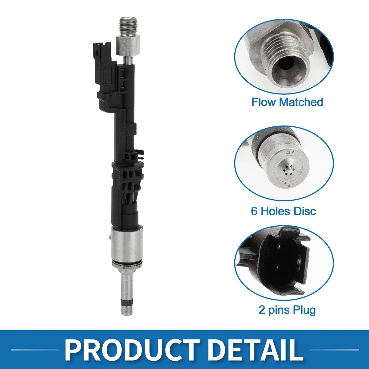 Fuel Injector for BMW E90 335i 3.0 (2006-2011) - No.13537568607, Black, 1 Pc