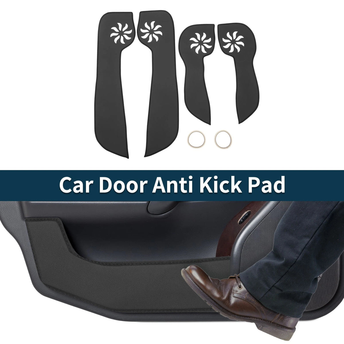 Car Door Anti Kick Pad Sticker Protector for Nissan Rogue (2014-2015) Black