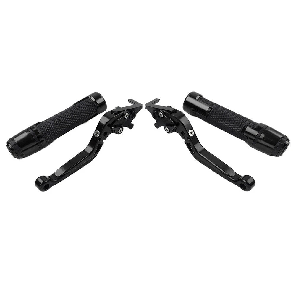 Black Extendable Brake Clutch Lever Grip Set for Kawasaki Ninja 650R (2006-2011)