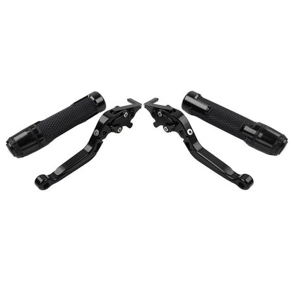 Black Extendable Brake Clutch Lever Grip Set for Kawasaki Ninja 650R (2006-2011)