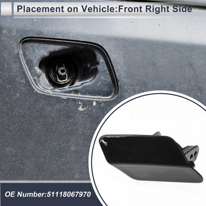 Front Right Washer Nozzle Cover for BMW 320i 2.0L L4 (2006-2013) Black