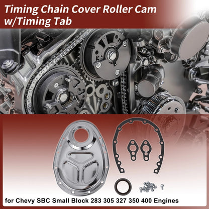 Timing Chain Cover Roller Cam w/Timing Tab for Chevy SBC Small Block