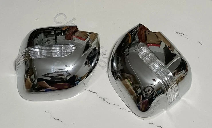 Chrome Side Mirror Cover Trim for Mitsubishi Montero 2001-2006 with LED Lights