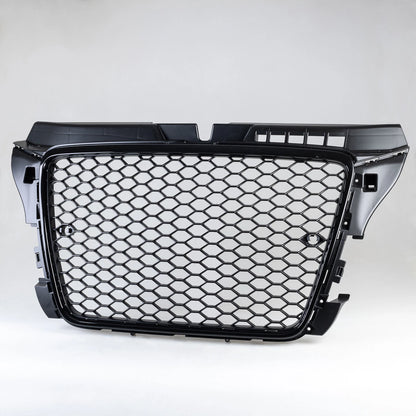 Mesh Front Hood Grille  for Audi A3 S3 (2003-2012) Glossy Black with PDC Hole