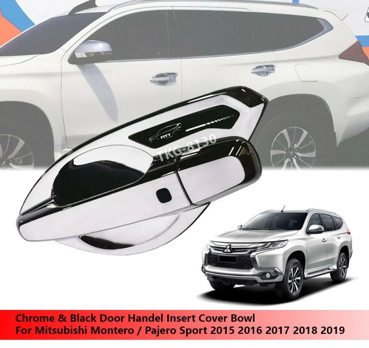 Door Handle Bowl Cover Trim for Mitsubishi Montero Pajero Sport (2015-2019)