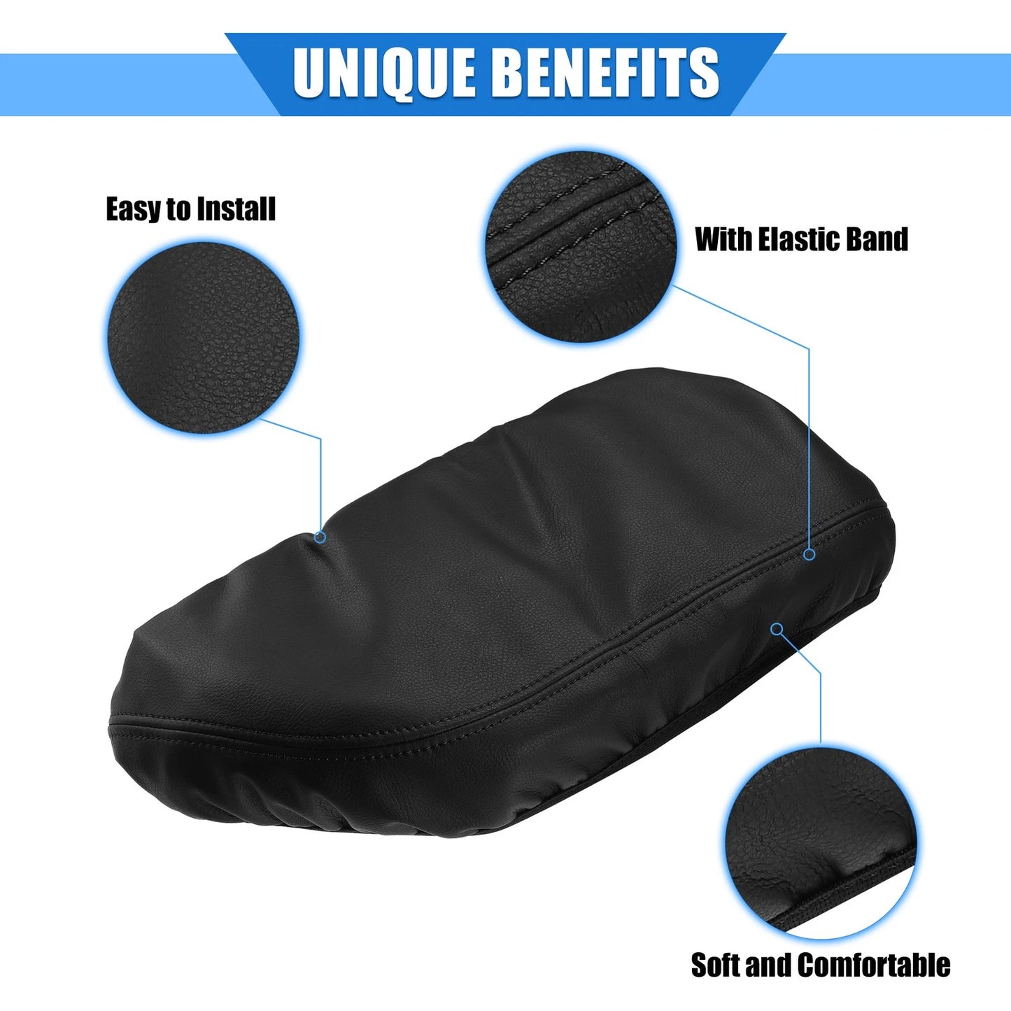 Driver Center Console Pad for Toyota Camry (2018-2022) Black Faux Leather