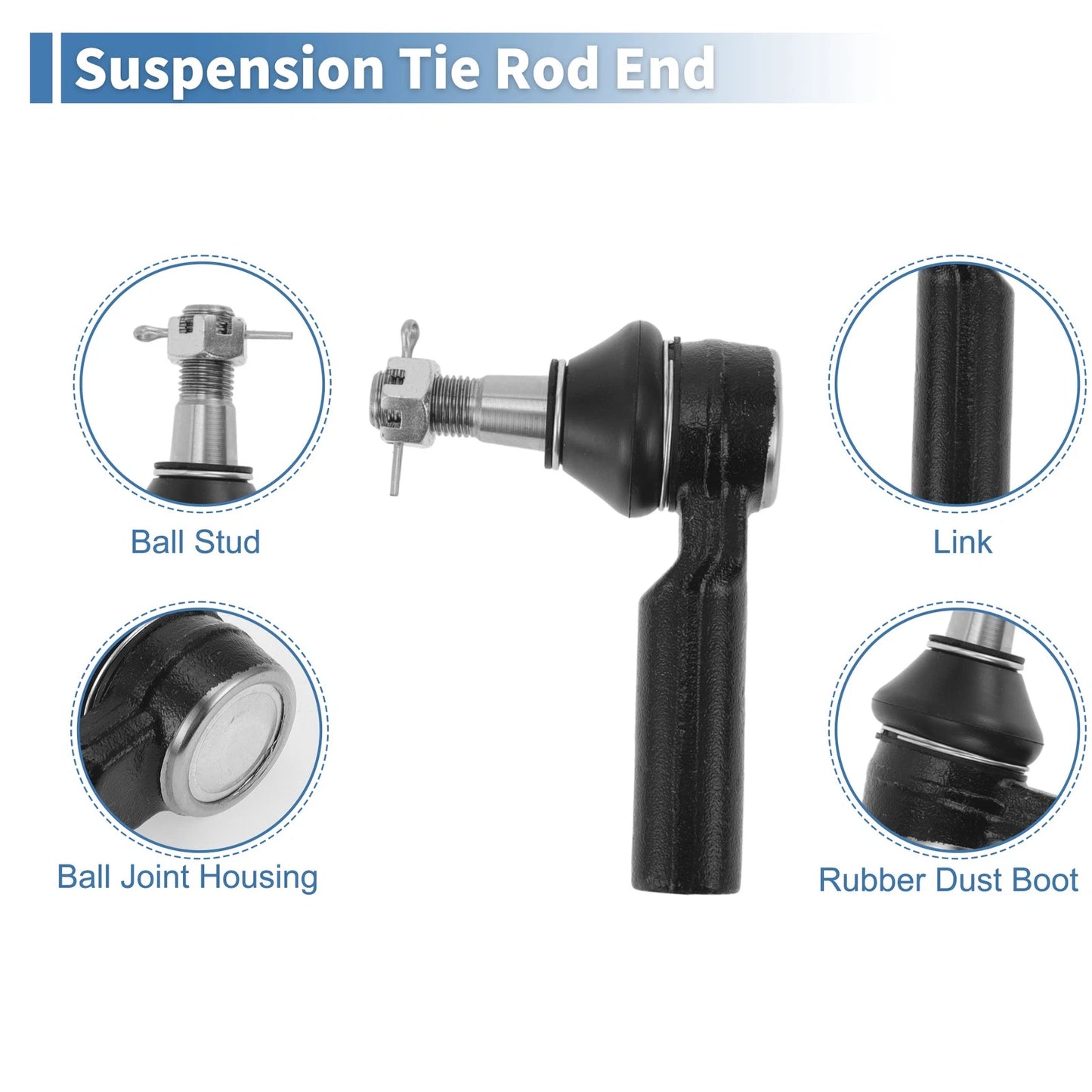 6pcs Front Tie Rod End Links with Boots for Dodge Ram 1500 (2011-2012)
