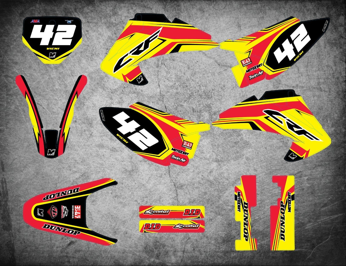 Custom Graphics Full Kit for Honda CRF 150 F (2003-2007) FLOW STYLE Stickers