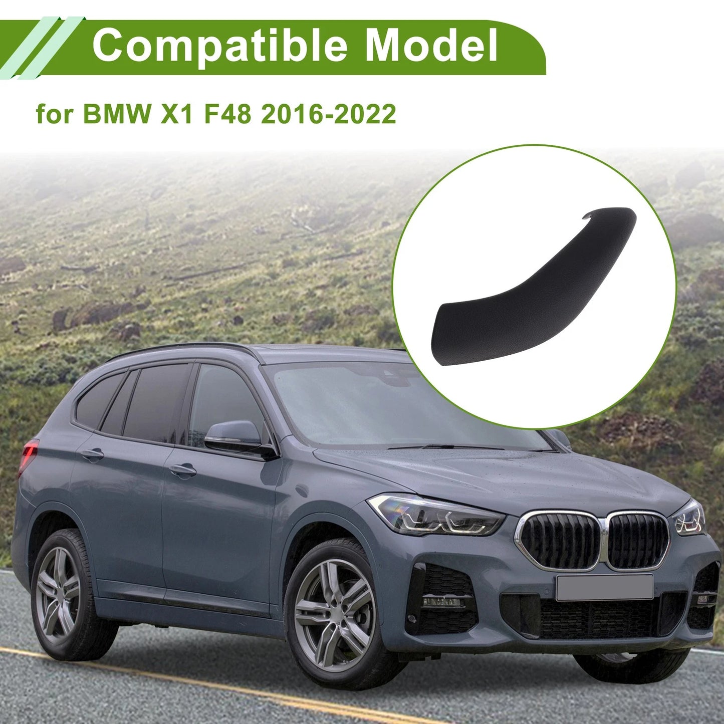 Door Panel Handle Pull Trim Cover for BMW X1 F48 (2016-2022) Black