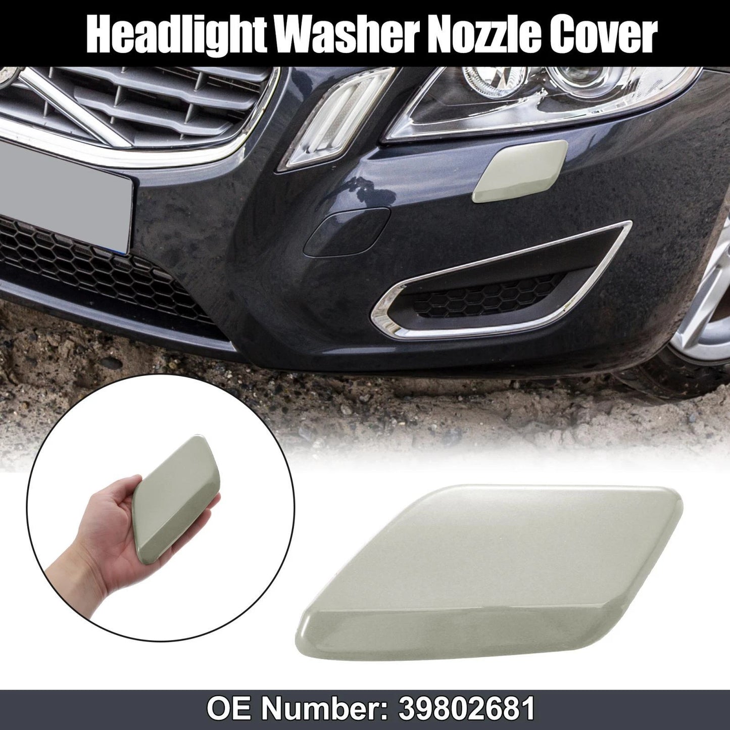 Left Headlight Washer Nozzle Cover for Volvo S60 V60 (2011-2013) Gray