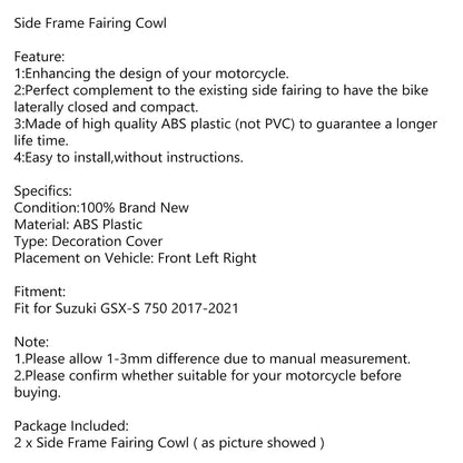 Side Frame Fairing Radiator Cover for Suzuki GSX-S750 (2017-2021)