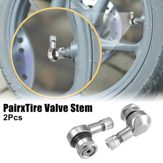 Pair 11.3mm Silver Tone 90 Degree Tire Valve Stems Caps for Motorcycle