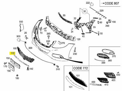 Front Bumper Moulding for Mercedes W222 S350 S63 AMG 4MATIC (2014-2020)