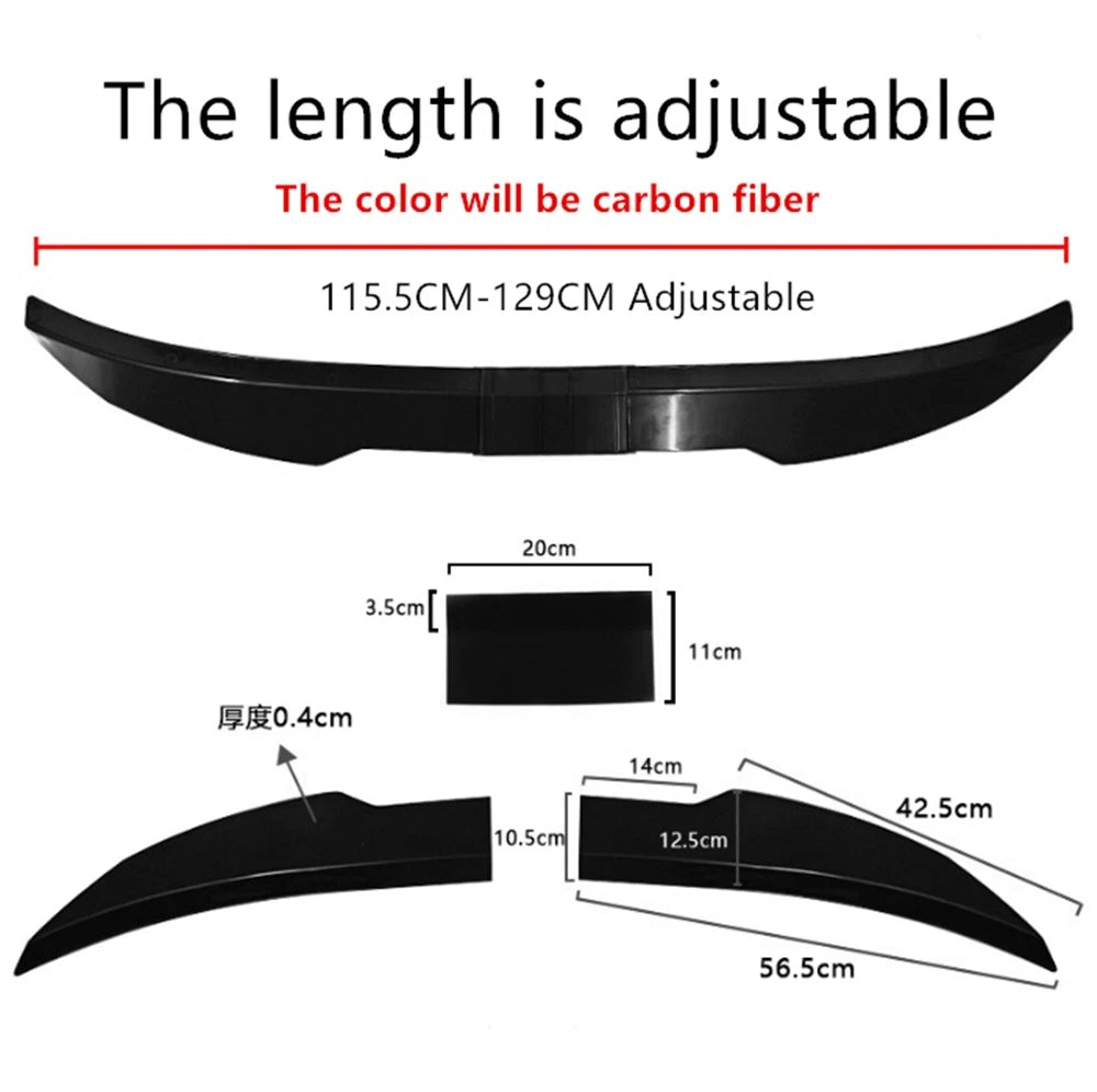 ABS Gloss Carbon Fiber Rear Trunk Spoiler Lip for Sedan (No Year Specified)