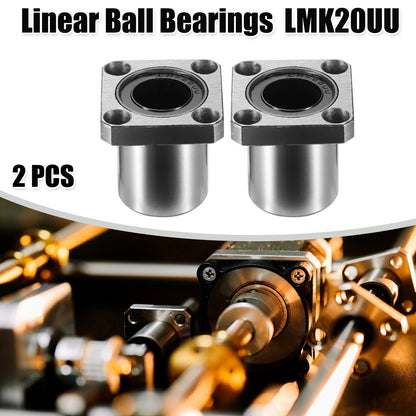 2 x LMK20UU 20mm IDx32x42 Flange Linear Ball Bearings for LMK