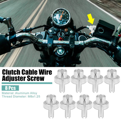 8pcs M8x1.25 Brake Clutch Levers Adjuster Bolts for Motorcycle Silver Tone