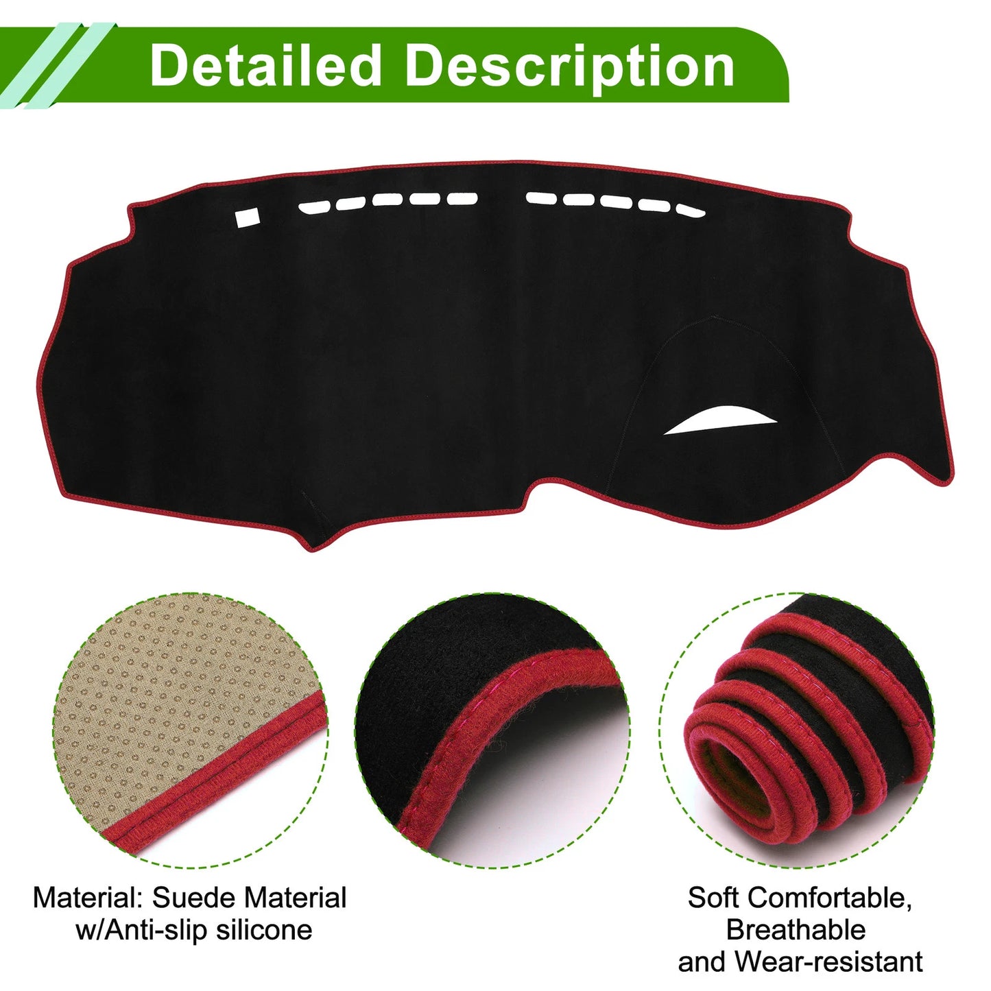 Dashboard Cover Mat for Honda Insight 2009-2014 Sun Protector Black Red