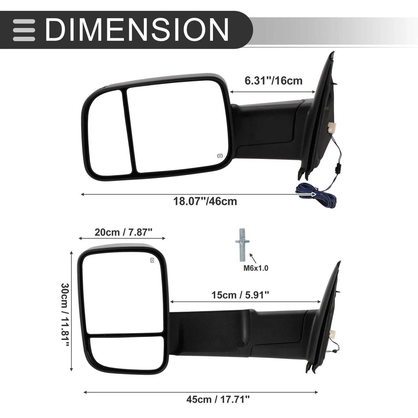 Tow Mirrors 1 x Dodge Ram 1500 Turn Signal Lights (2002-2008)