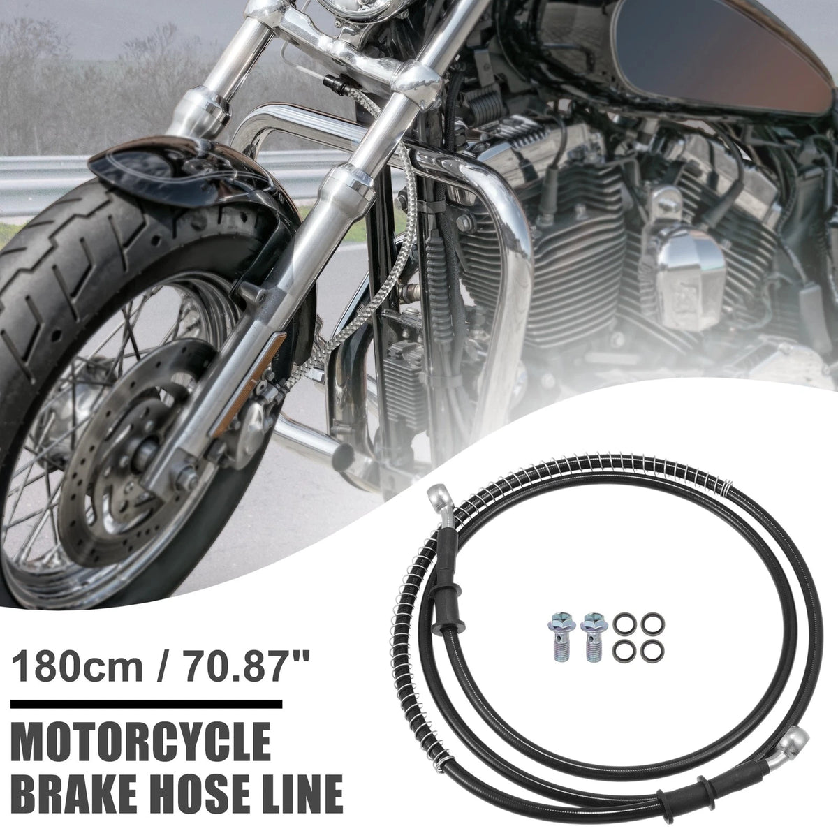 Brake Line Oil Hose Pipe 180cm for Motorcycle with Spring Protection