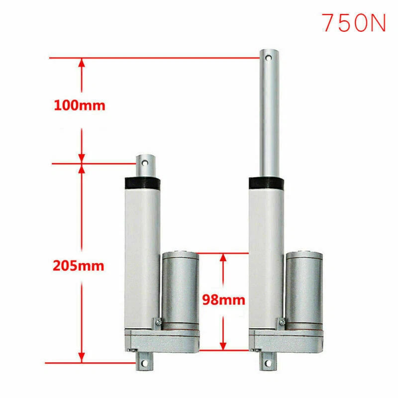 12V/24V Linear Actuator Motor 750N Stroke 50mm 100mm 400mm 500mm for Engineering