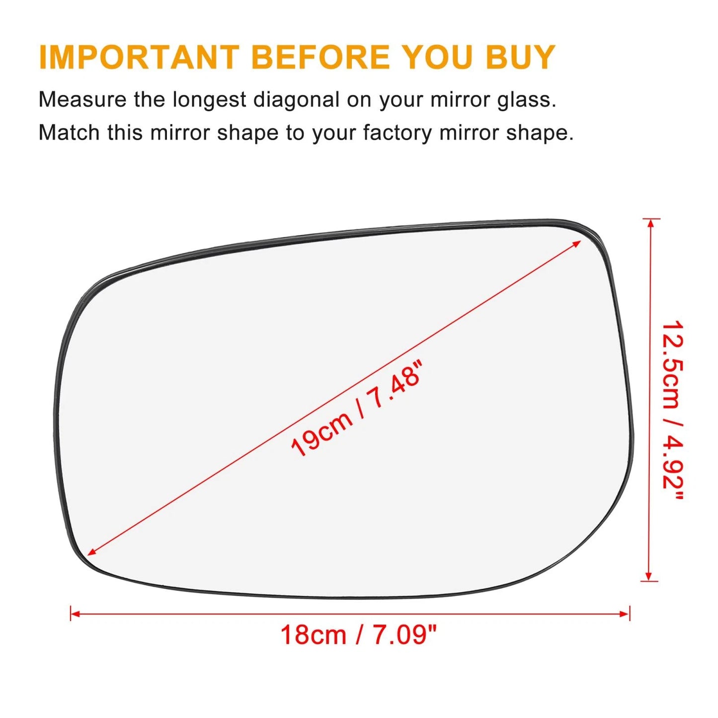 Left Side Rear View Mirror Glass Black with Backing Plate 159g for Toyota Yaris