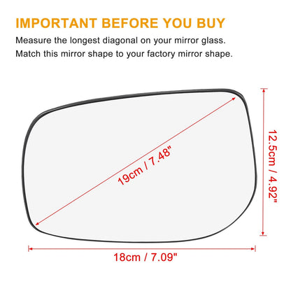 Left Side Rear View Mirror Glass Black with Backing Plate 159g for Toyota Yaris