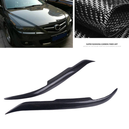 2 x Carbon Fiber Headlight Eyelid Covers for Mazda 6 (2003-2013)