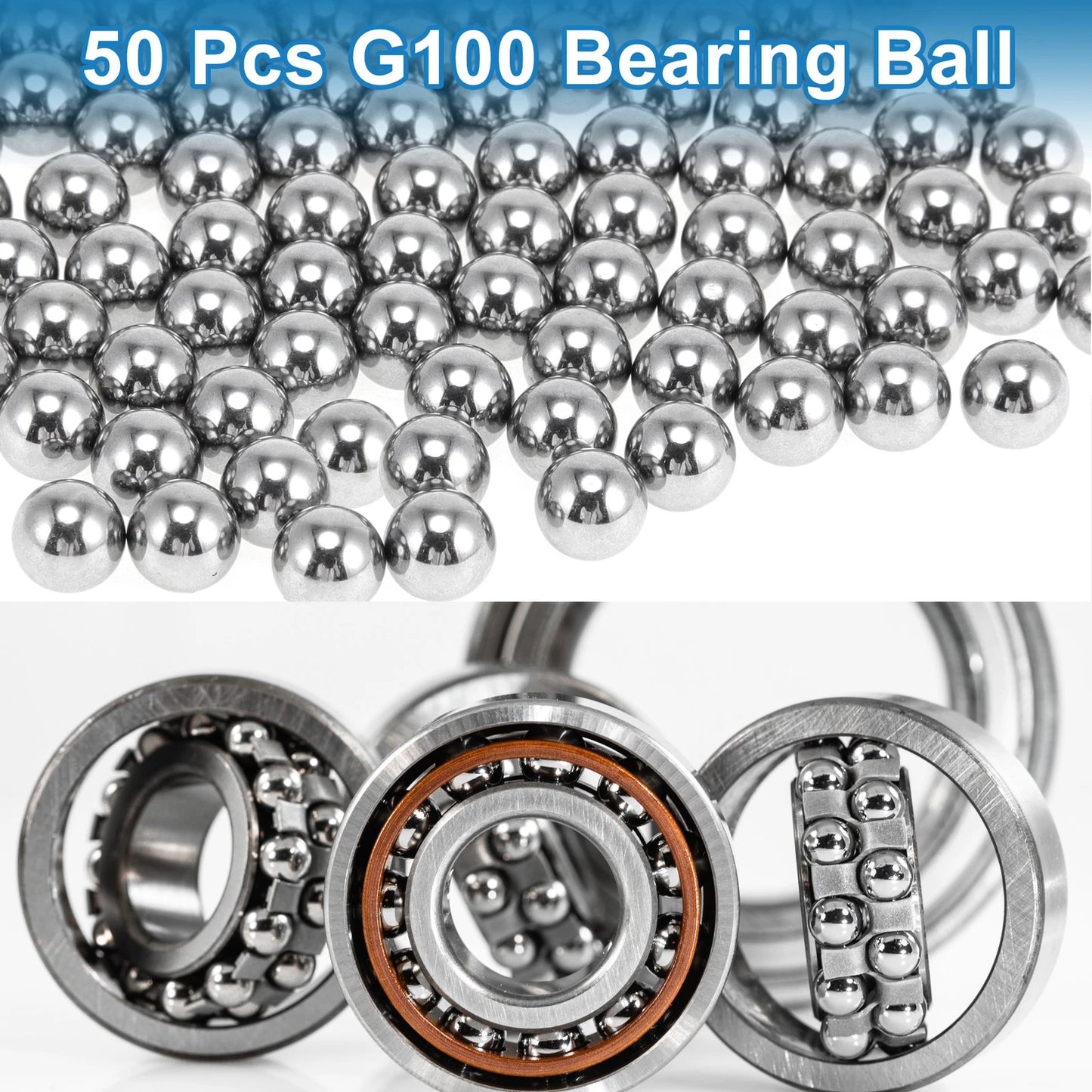 11.0mm Bearing Ball Steel G100 Precision Silver Tone 50 Pcs