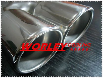 Exhaust Tip 2.25" Inlet Double Round Slanted Rolled