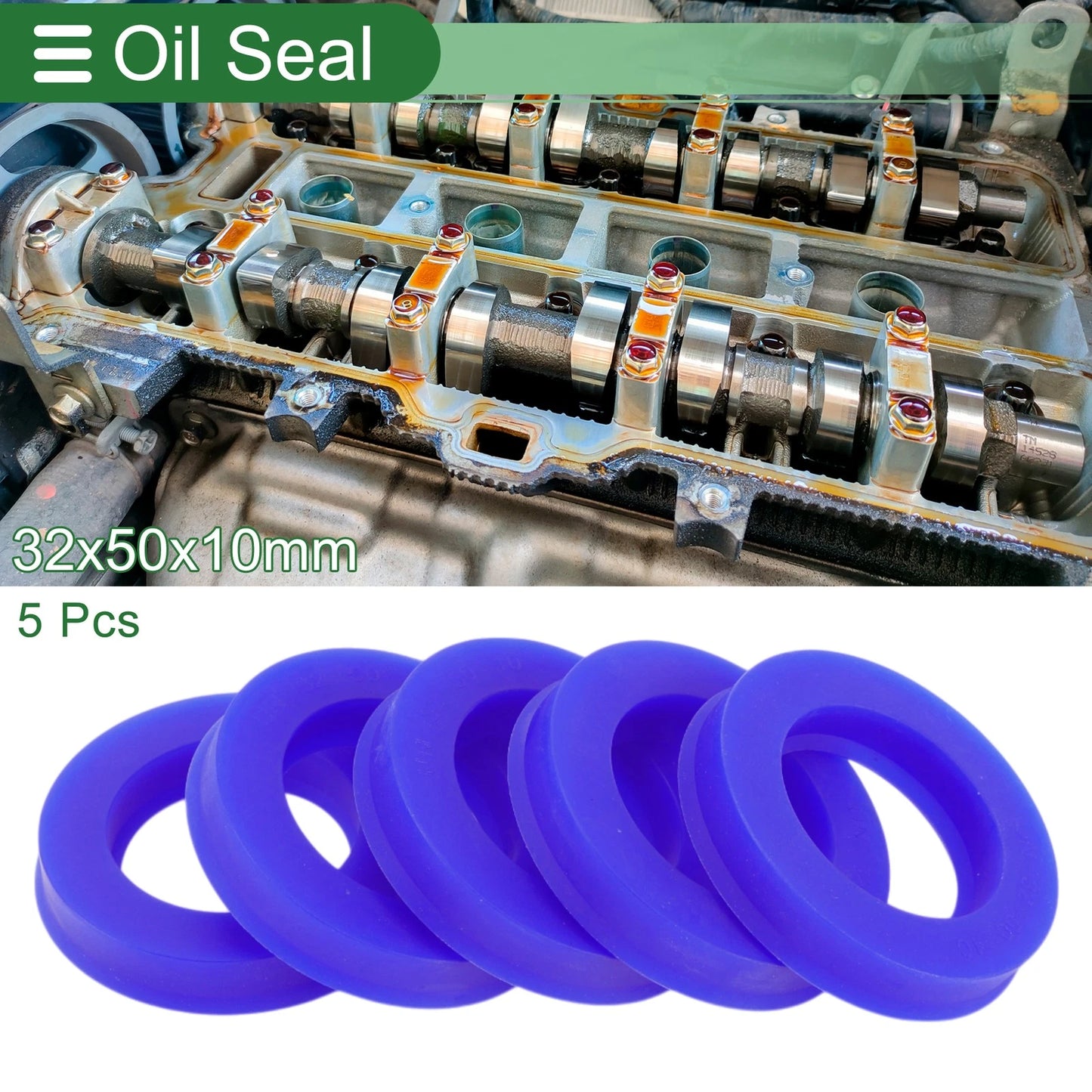 Oil Seal Seal Ring Rotary Shaft Seal TPU 32x50x10mm High Pressure Blue 5 Pcs