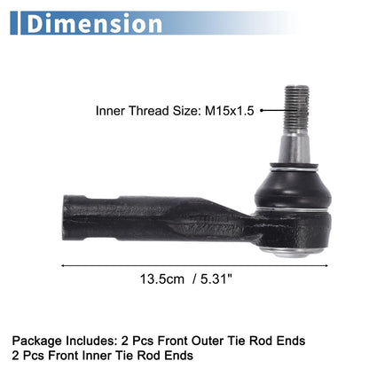 2 x Front Outer Tie Rod End Links Kit for GMC Canyon & Chevrolet Colorado