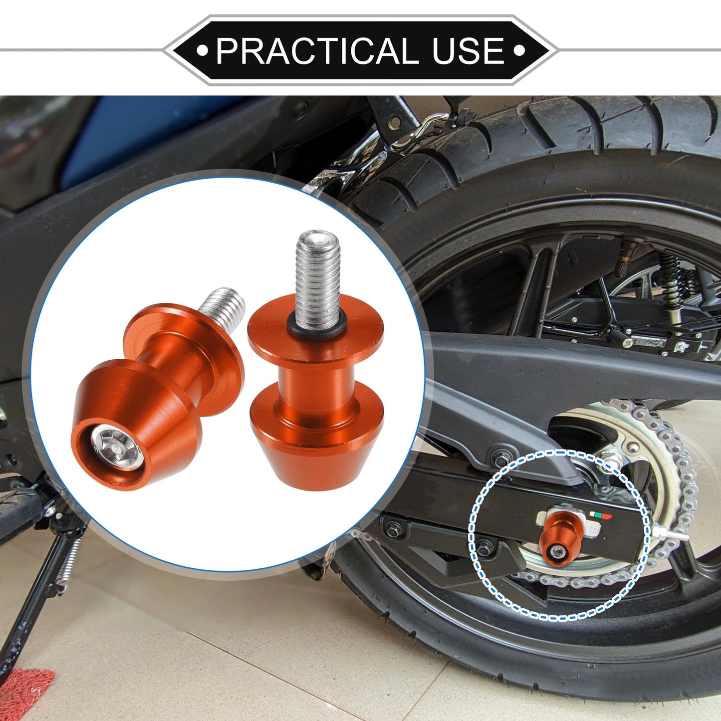 1 Pair Swingarm Spools 8mm CNC Swing Arm Sliders Stand Orange for Motorbike
