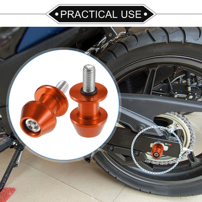 1 Pair Swingarm Spools 8mm CNC Swing Arm Sliders Stand Orange for Motorbike