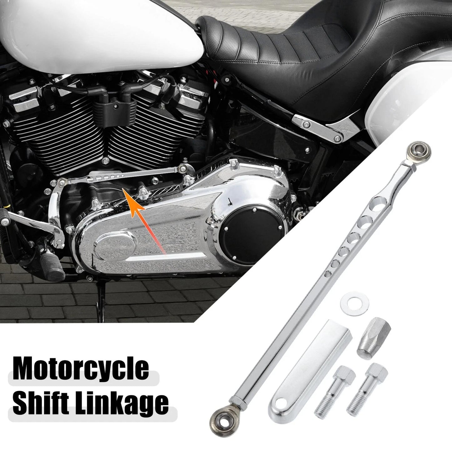 Motorcycle Lever Gear Shift Linkage 6-Hole Silver Tone for Harley Davidson