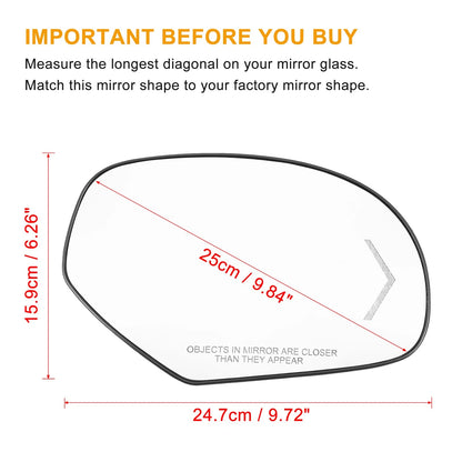 Passenger Side Heated Mirror Glass for Tahoe Yukon Sierra Silverado