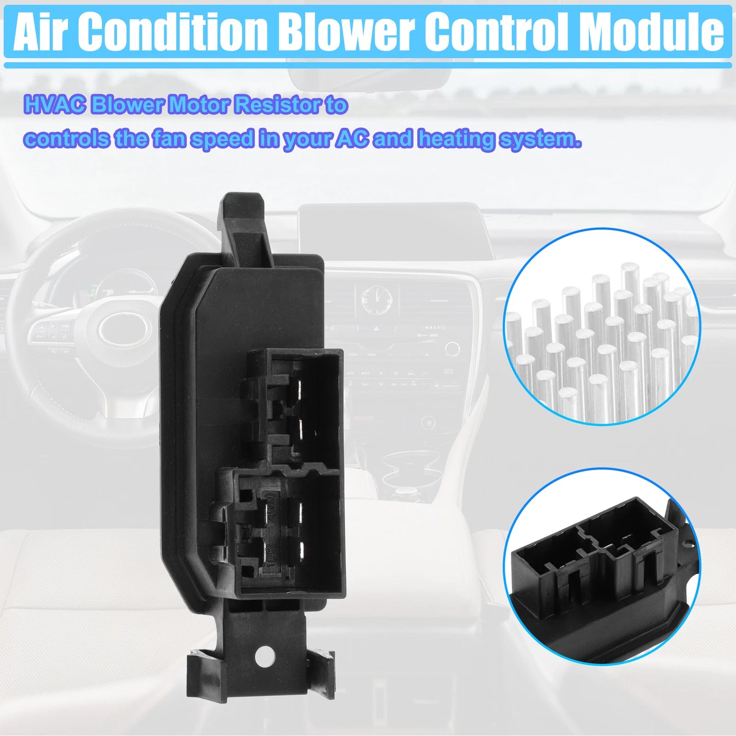HVAC Blower Motor Resistor AC for Dodge Dart Aero Black