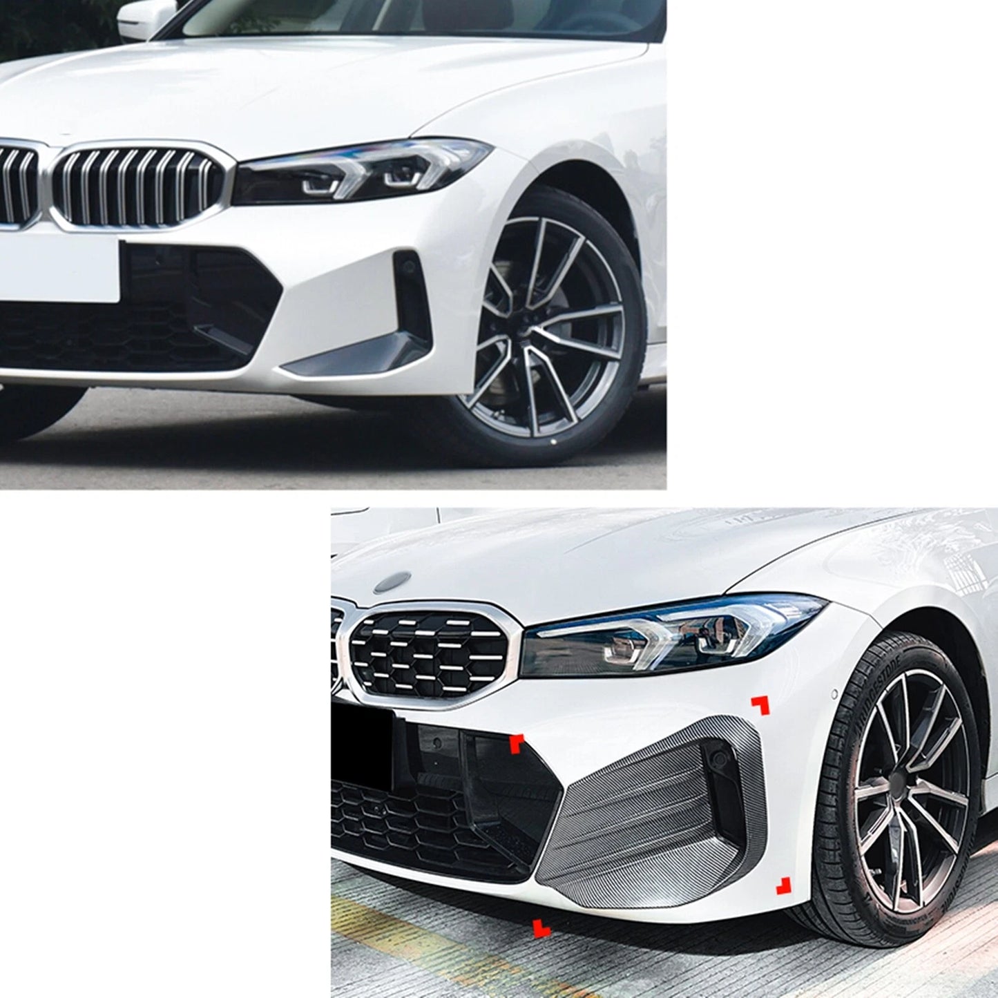 Front Bumper Side Vent Spoiler Grill Cover Kit for BMW G20 G21 (2023-2024)