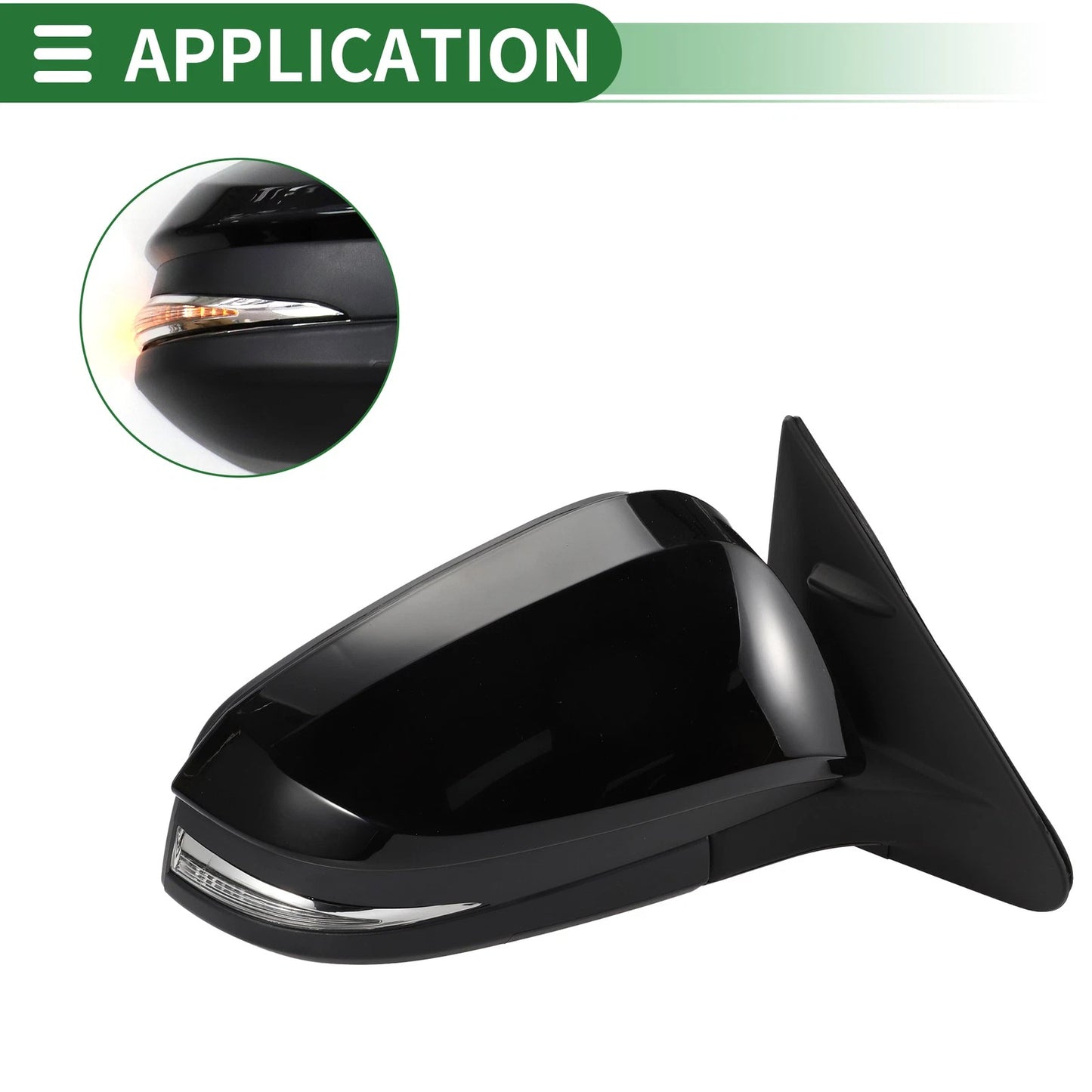 Right Side Door Mirror Manual Folding Gloss Black for Toyota Highlander (14-19)