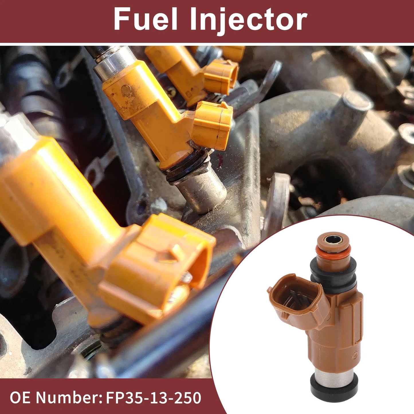 Fuel Injector FP35-13-250 for Mazda 626 2.0 (2000-2001) 1 Pc Brown