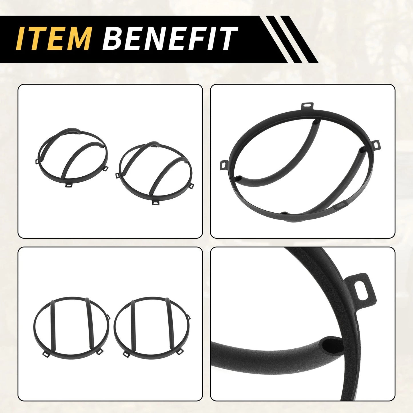 Headlight Round Grill Guard Covers for Jeep Wrangler (2007-2017) Black