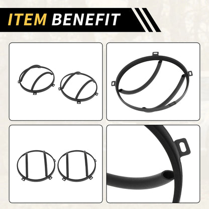 Headlight Round Grill Guard Covers for Jeep Wrangler (2007-2017) Black